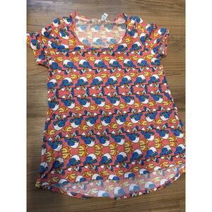 Lularoe Donald Duck Disney Peach Shirt Women's Size Medium High/Low EUC